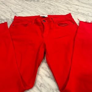 Current/Elliott red frayed at bottom skinny jeans size 30